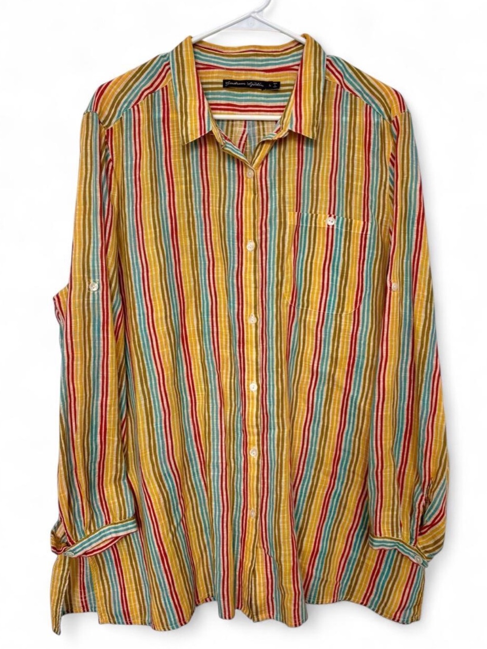 Gudrun Sjödén Colorful Striped Button Down Long Sleeve Large Casual Relaxed